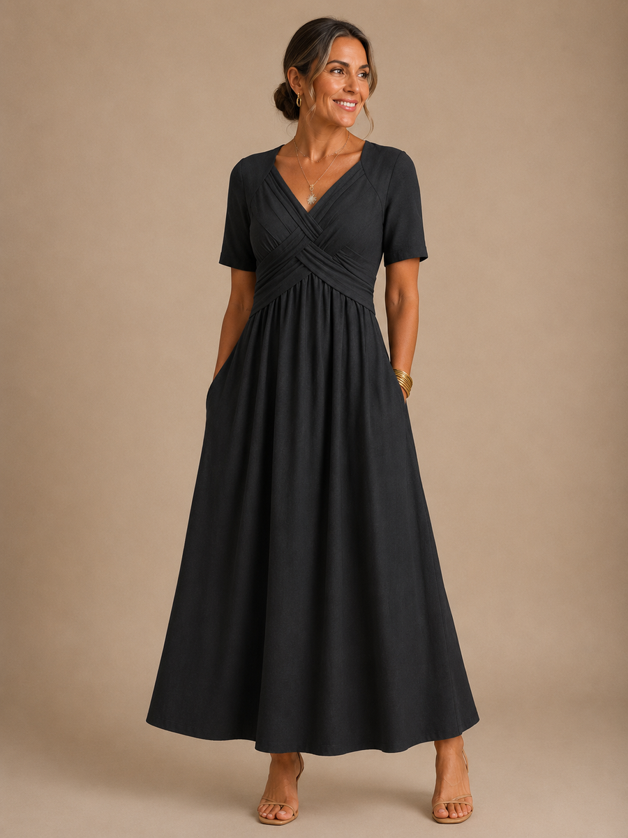 Analeia | Elegante Vestito Midi con Scollatura a V
