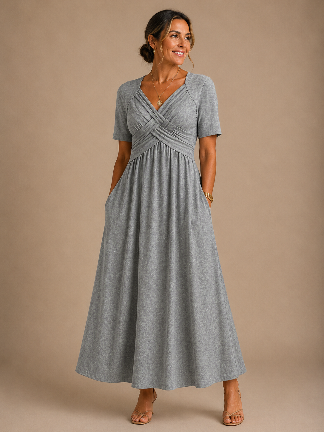 Analeia | Elegante Vestito Midi con Scollatura a V