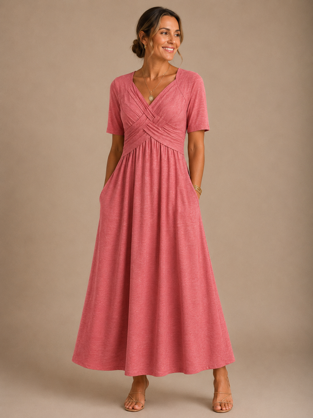 Analeia | Elegante Vestito Midi con Scollatura a V