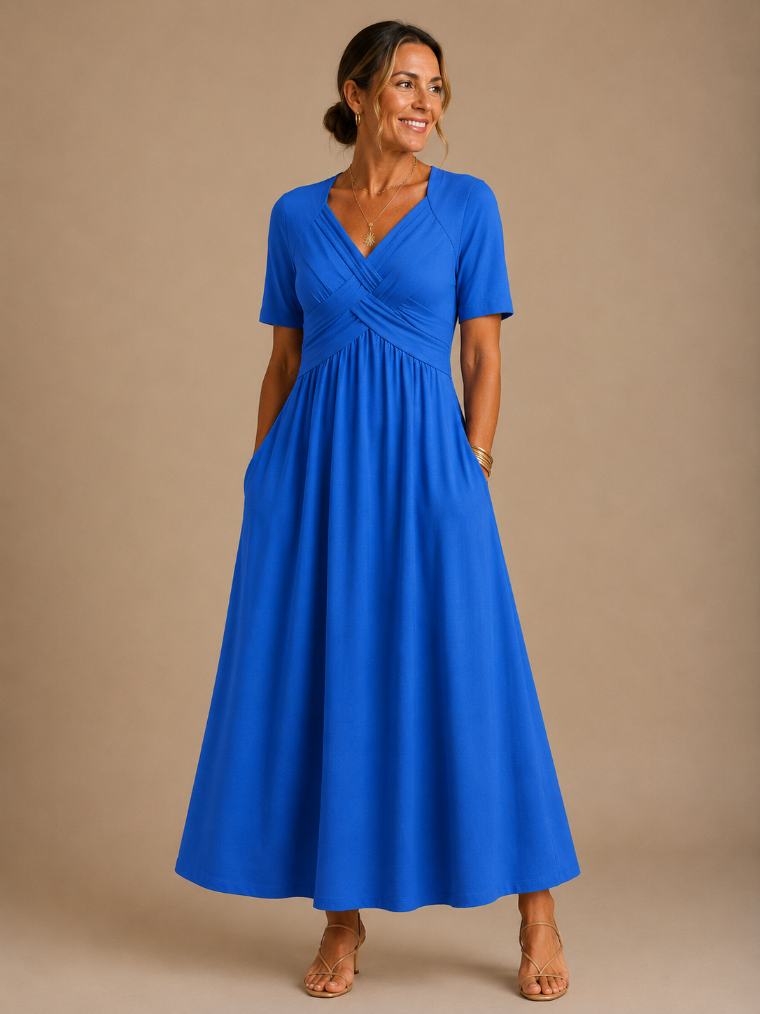 Analeia | Elegante Vestito Midi con Scollatura a V