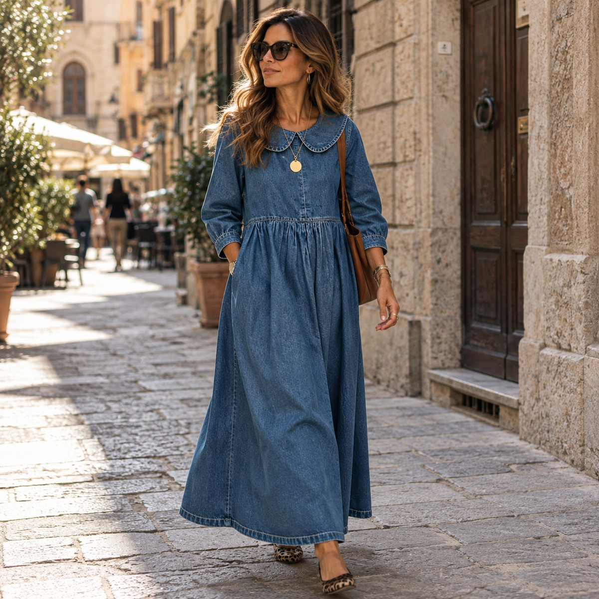 Clara™ | Abito Lungo con Colletto Raffinato