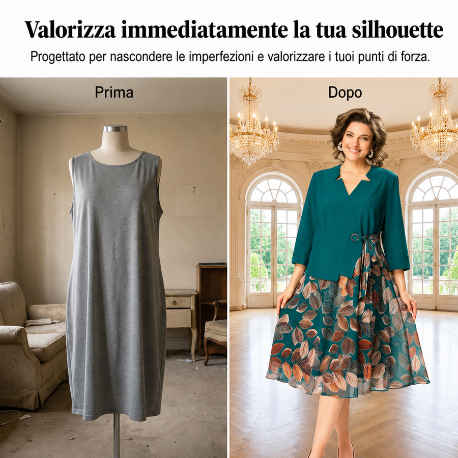 Selva | Elegante Abito a Due Pezzi con Stampa Foglia