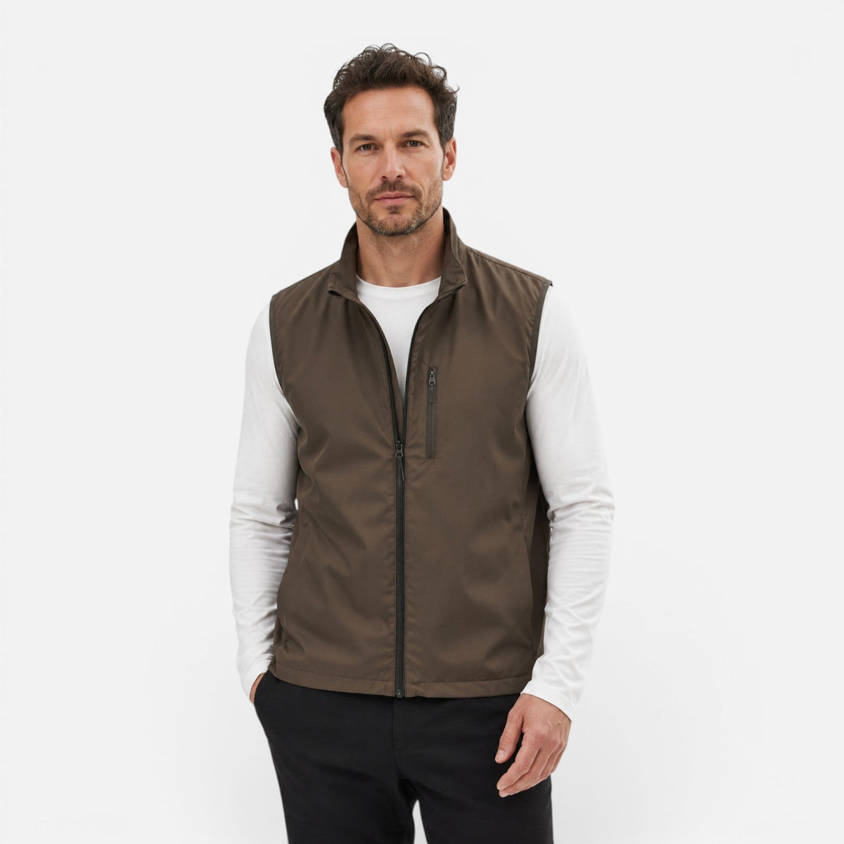 Gilet Softshell Uomo Leggero Idrorepellente Smanicato con Zip
