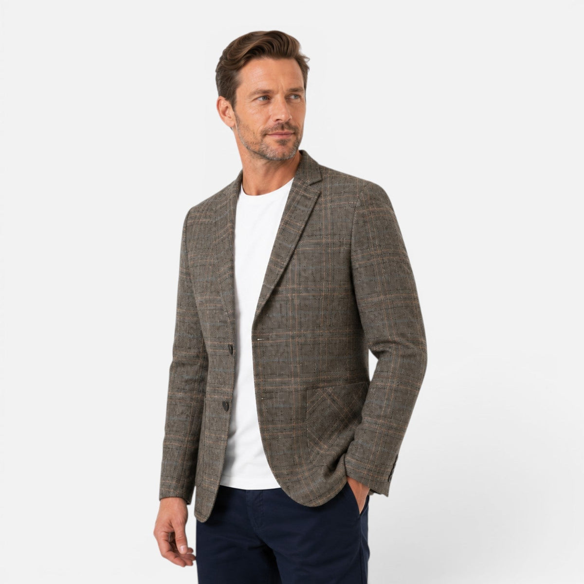 Blazer Uomo a Quadri Slim Fit Sartoriale Elegante