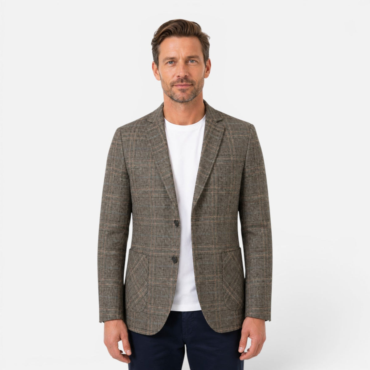 Blazer Uomo a Quadri Slim Fit Sartoriale Elegante