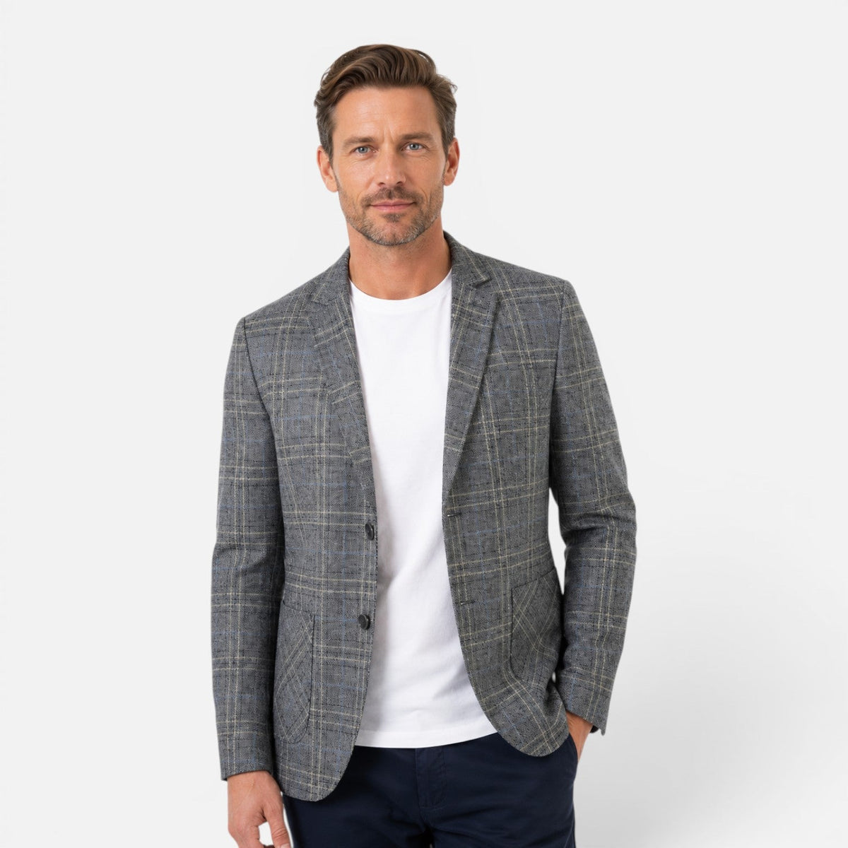 Blazer Uomo a Quadri Slim Fit Sartoriale Elegante