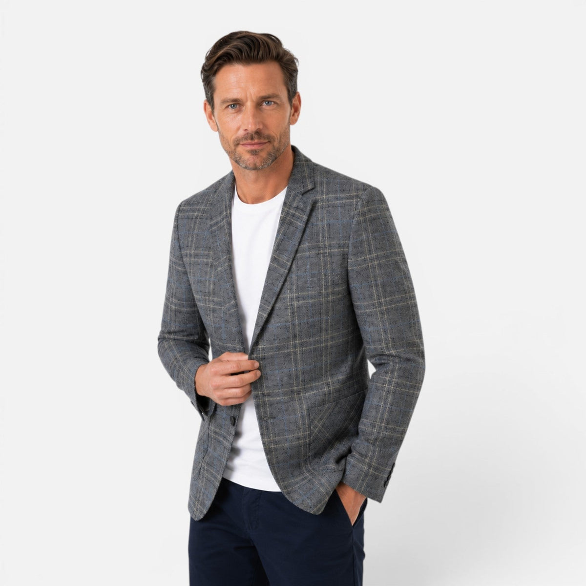 Blazer Uomo a Quadri Slim Fit Sartoriale Elegante