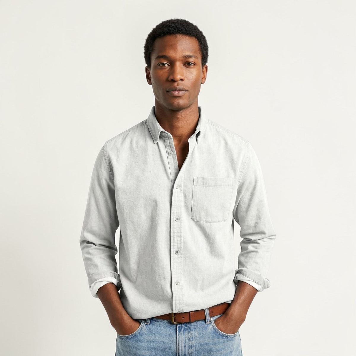Camicia Uomo Maniche Lunghe Classica con Bottoni Casual