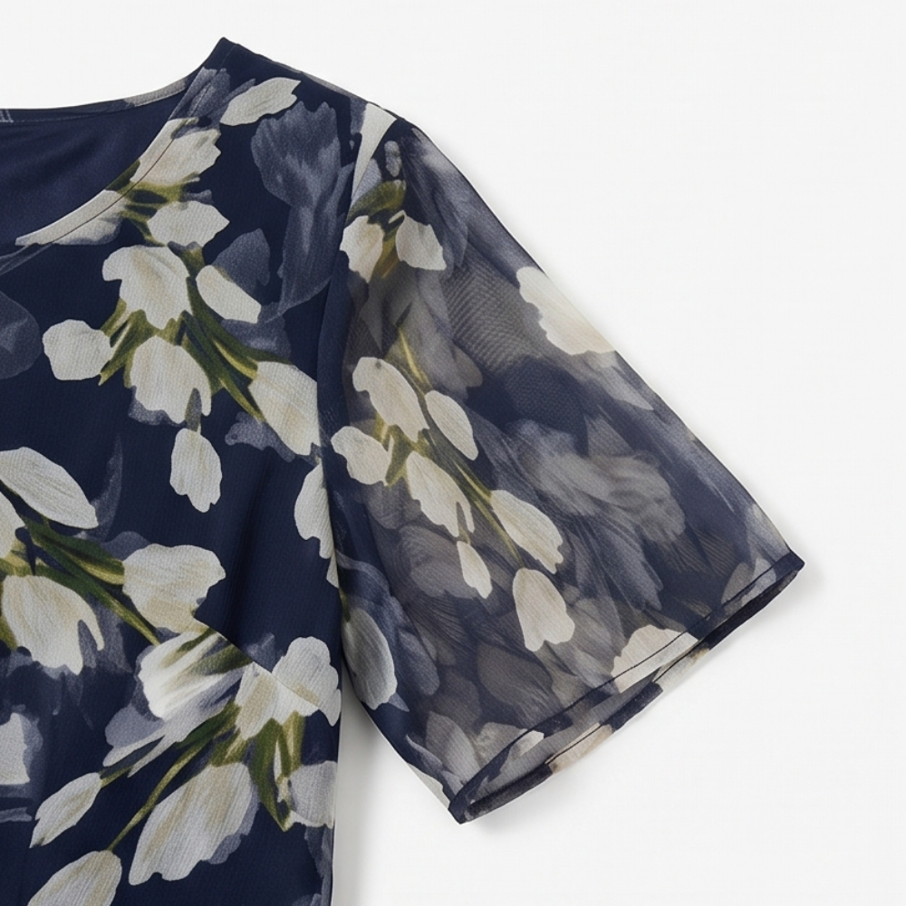 Fiorenza | Abito Midi Floreale Blu Navy Elegante