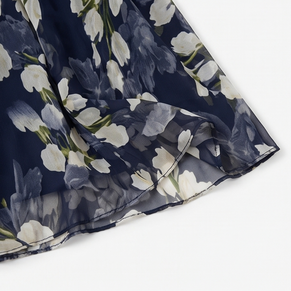 Fiorenza | Abito Midi Floreale Blu Navy Elegante