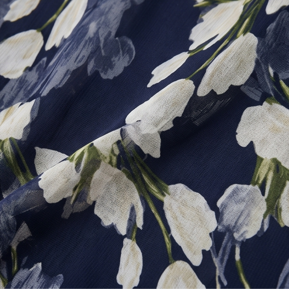 Fiorenza | Abito Midi Floreale Blu Navy Elegante
