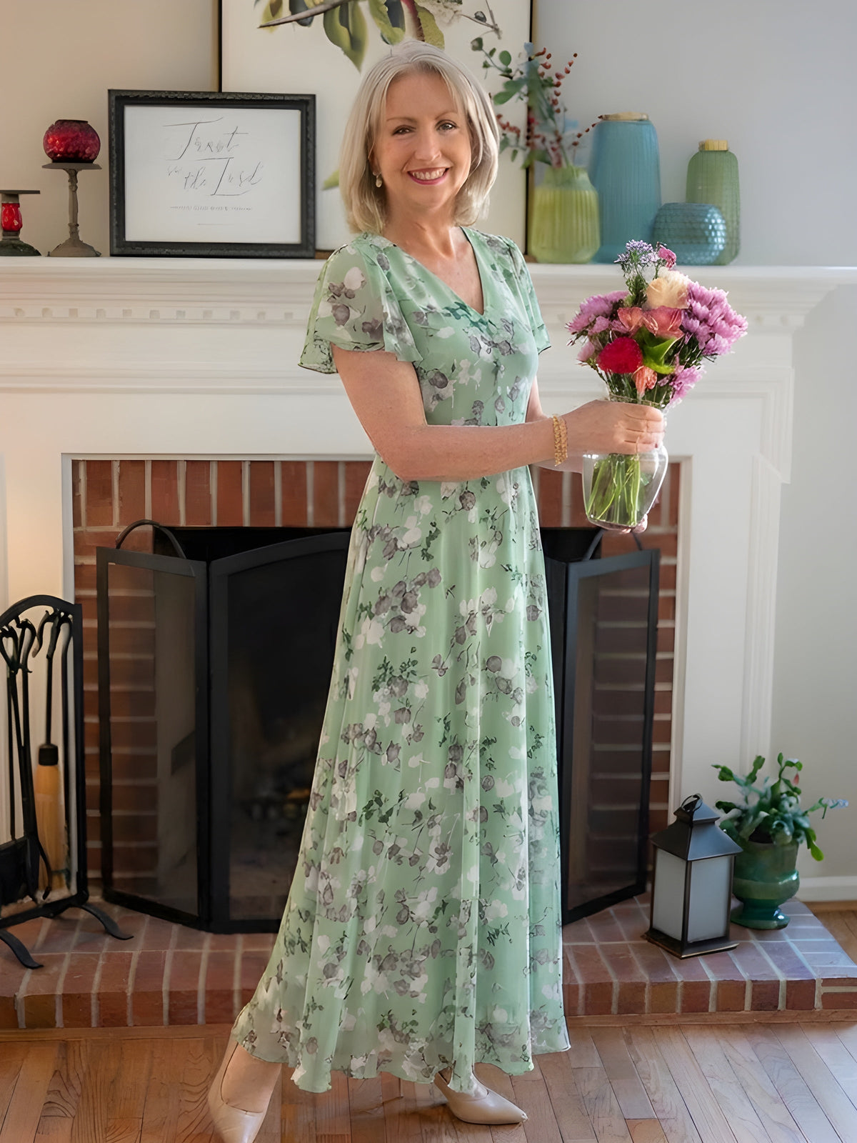 Mariam | Abito Maxi in Chiffon Floreale