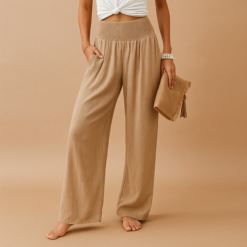 Lois | Pantaloni in Lino con Vita Elastica