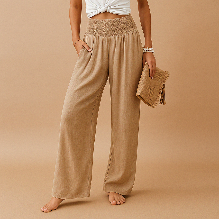 Lois | Pantaloni in Lino con Vita Elastica