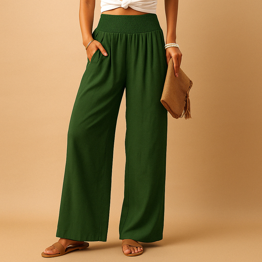 Lois | Pantaloni in Lino con Vita Elastica