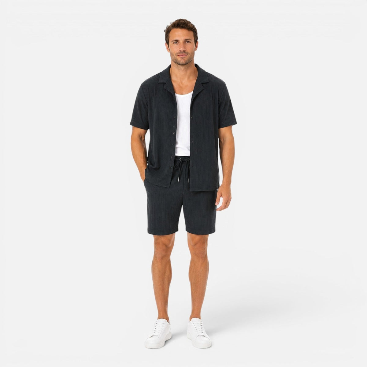 Completo Uomo Camicia Texturizzata e Shorts Leggero