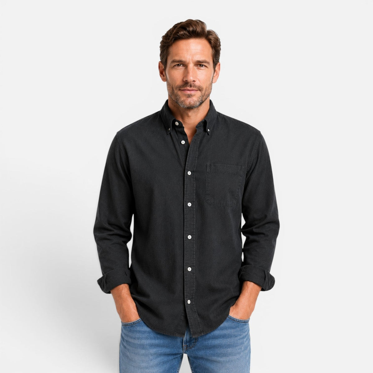 Camicia Uomo Classica con Bottoni Casual Versatile