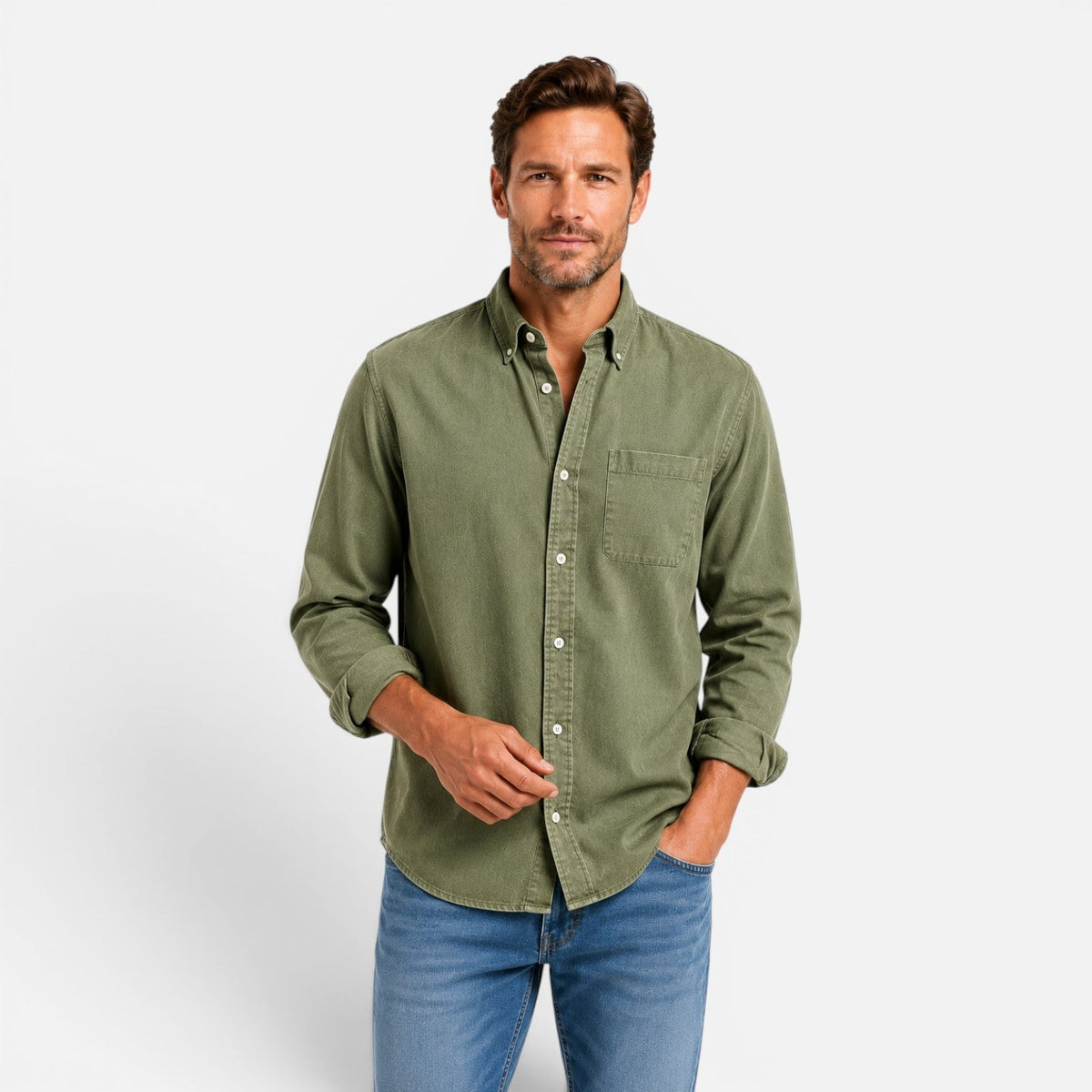 Camicia Uomo Classica con Bottoni Casual Versatile