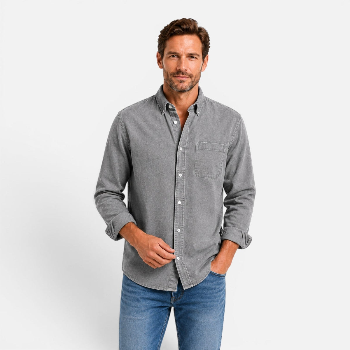 Camicia Uomo Classica con Bottoni Casual Versatile