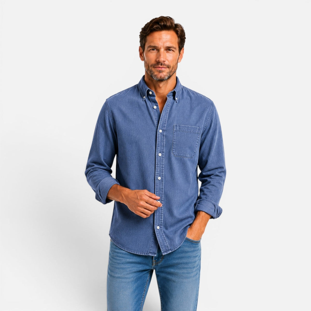 Camicia Uomo Classica con Bottoni Casual Versatile
