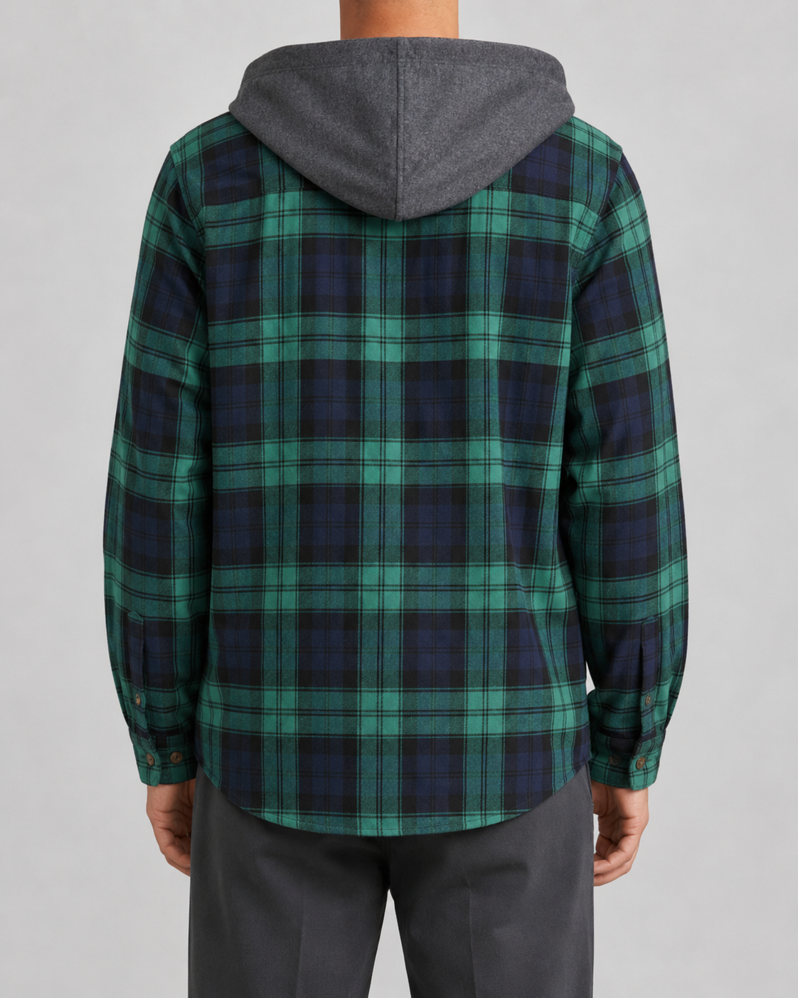 Giacca Camicia Uomo a Quadri con Cappuccio Rilassata