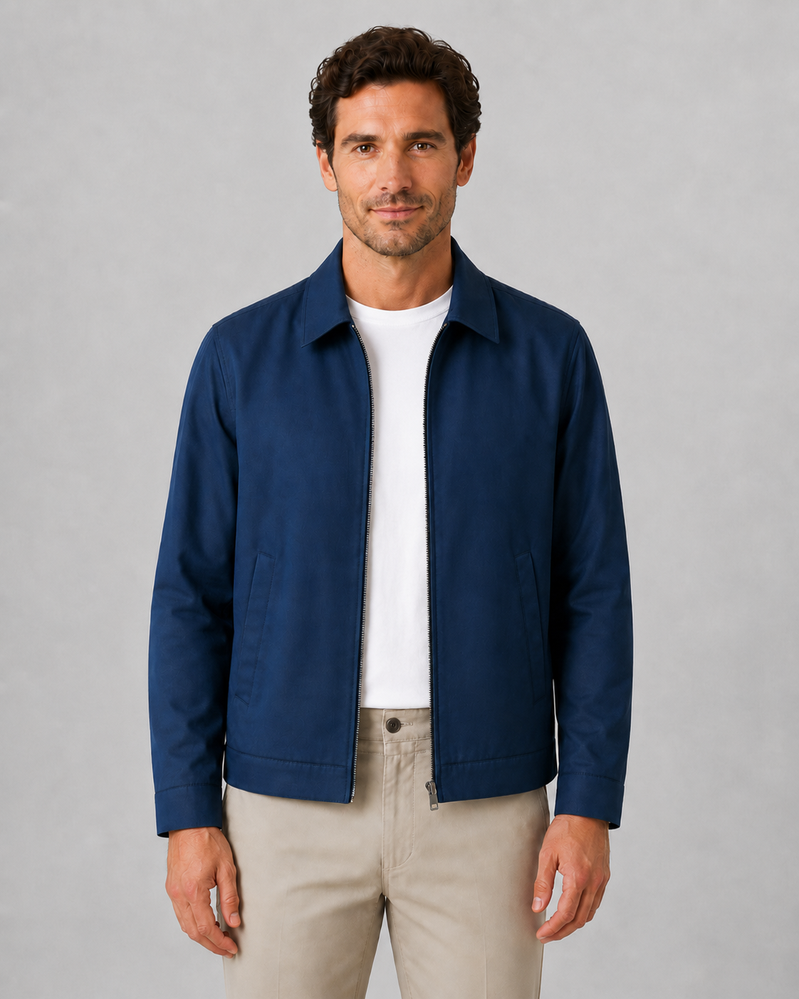 Giacca Harrington Uomo Leggera con Fodera a Quadri