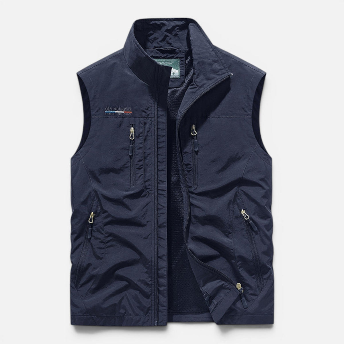 Gilet Uomo Multitasche con Zip Leggero Outdoor Smanicato