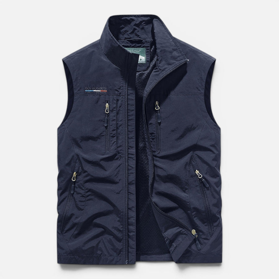 Gilet Uomo Multitasche con Zip Leggero Outdoor Smanicato