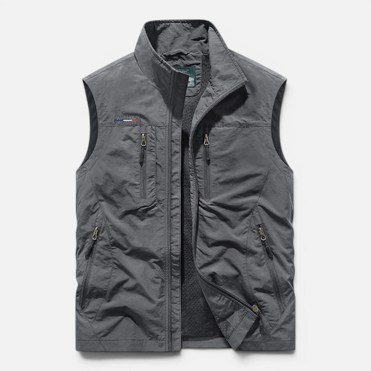 Gilet Uomo Multitasche con Zip Leggero Outdoor Smanicato