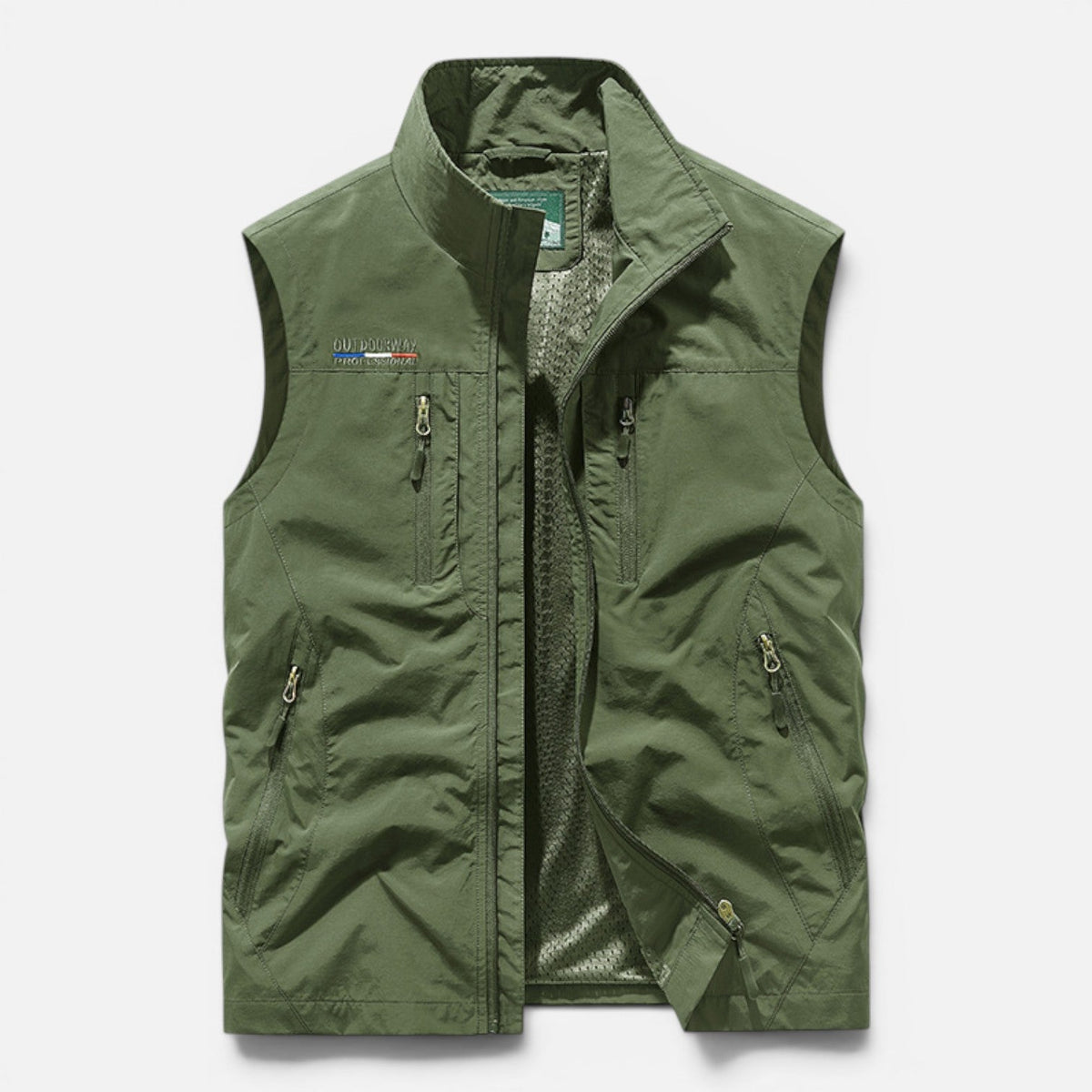 Gilet Uomo Multitasche con Zip Leggero Outdoor Smanicato
