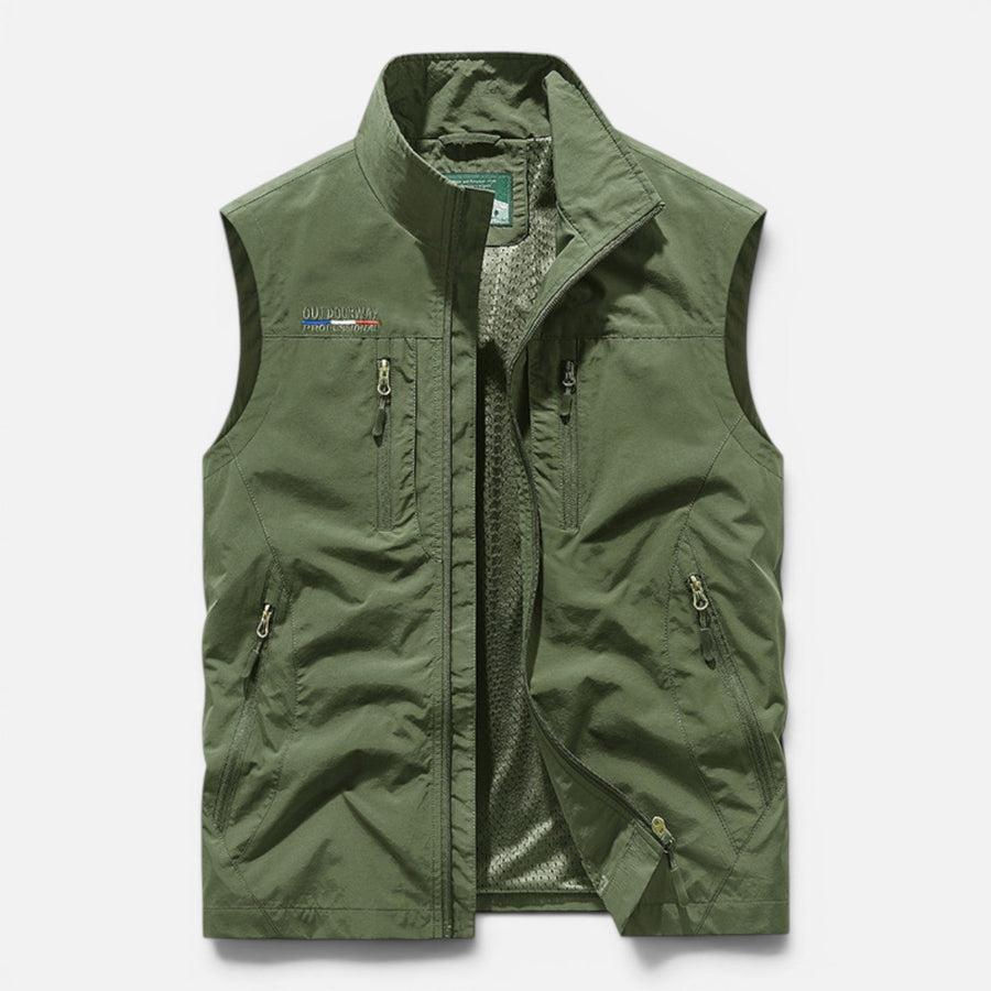 Gilet Uomo Multitasche con Zip Leggero Outdoor Smanicato