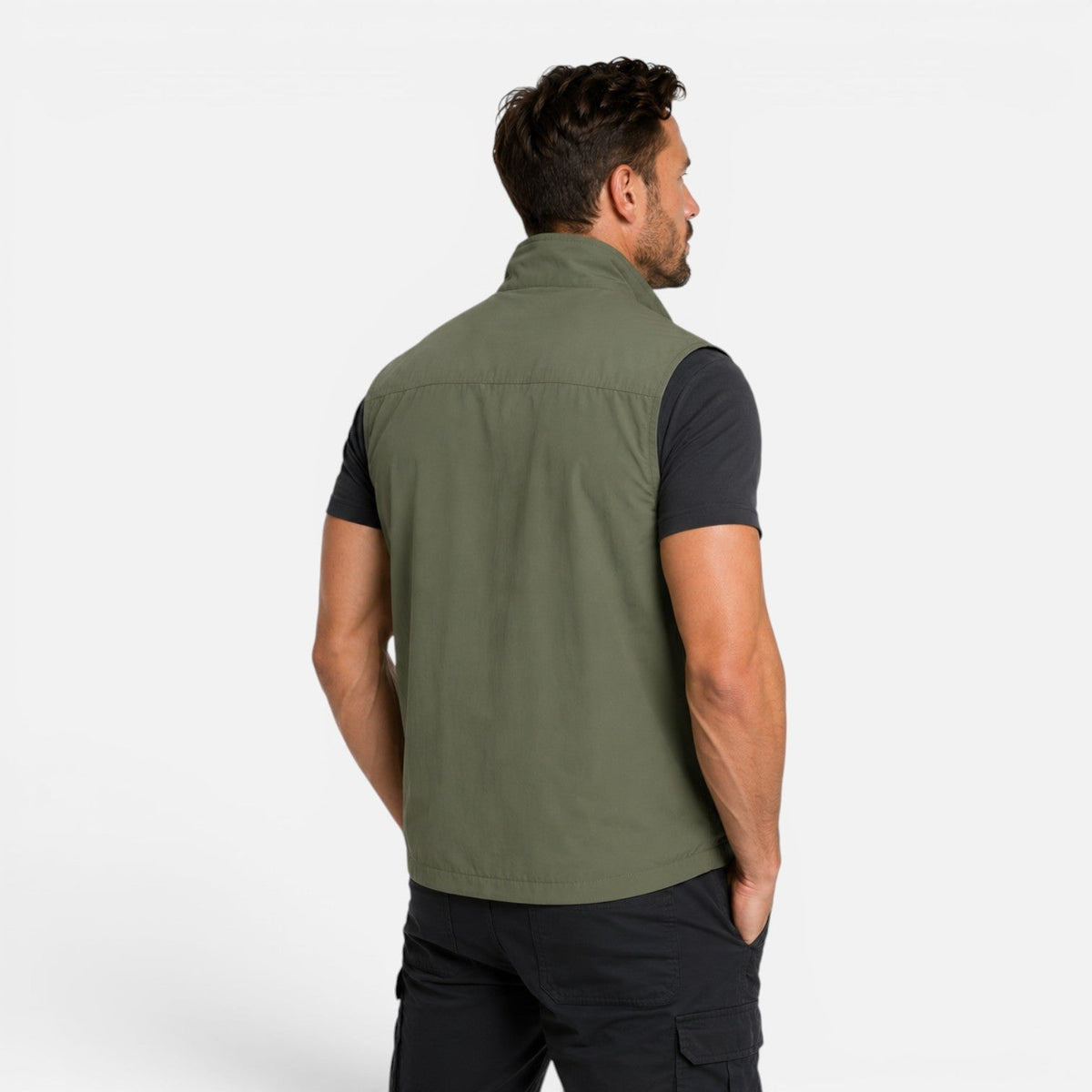 Gilet Uomo Utility Multitasche con Zip Leggero