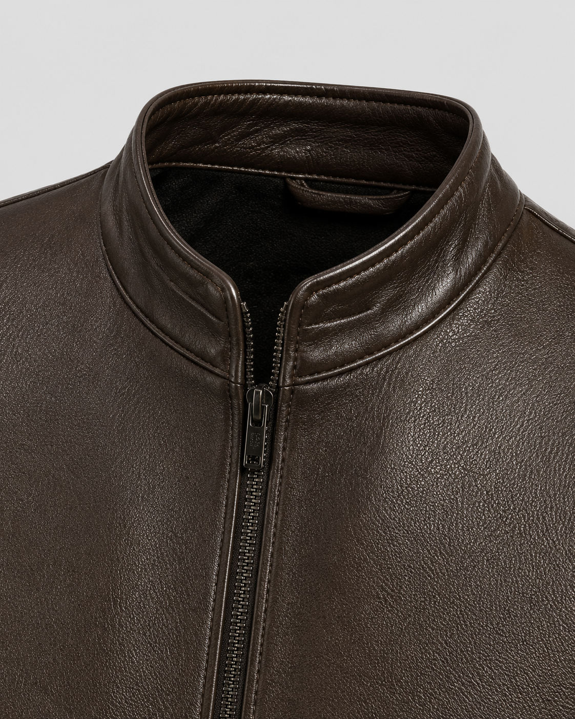 Giacca Uomo Effetto Pelle Collo Alto con Zip