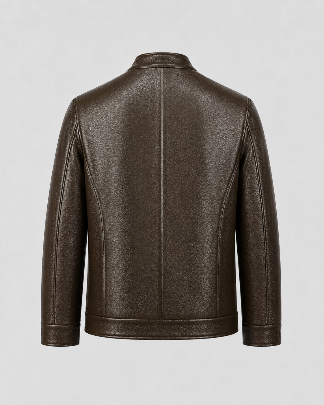 Giacca Uomo Effetto Pelle Collo Alto con Zip