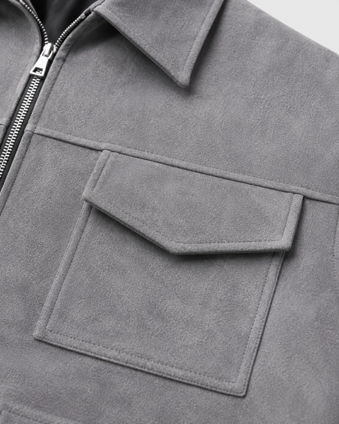 Giacca Uomo Utility in Camoscio Loose Fit con Zip