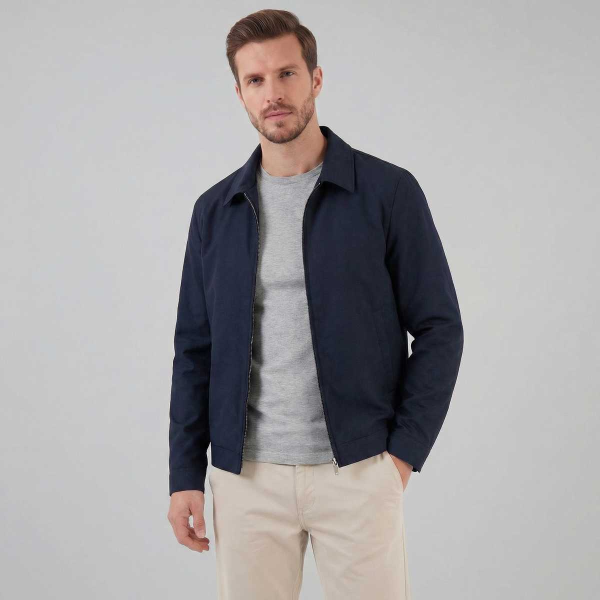 Giacca Uomo Mezza Stagione Slim con Colletto Classico