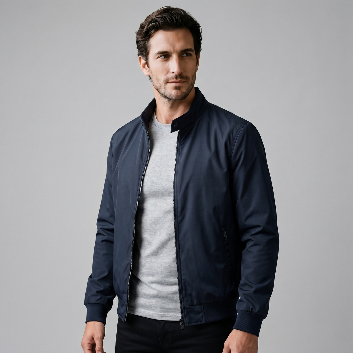 Giacca Bomber Harrington Uomo Slim Collo Alto
