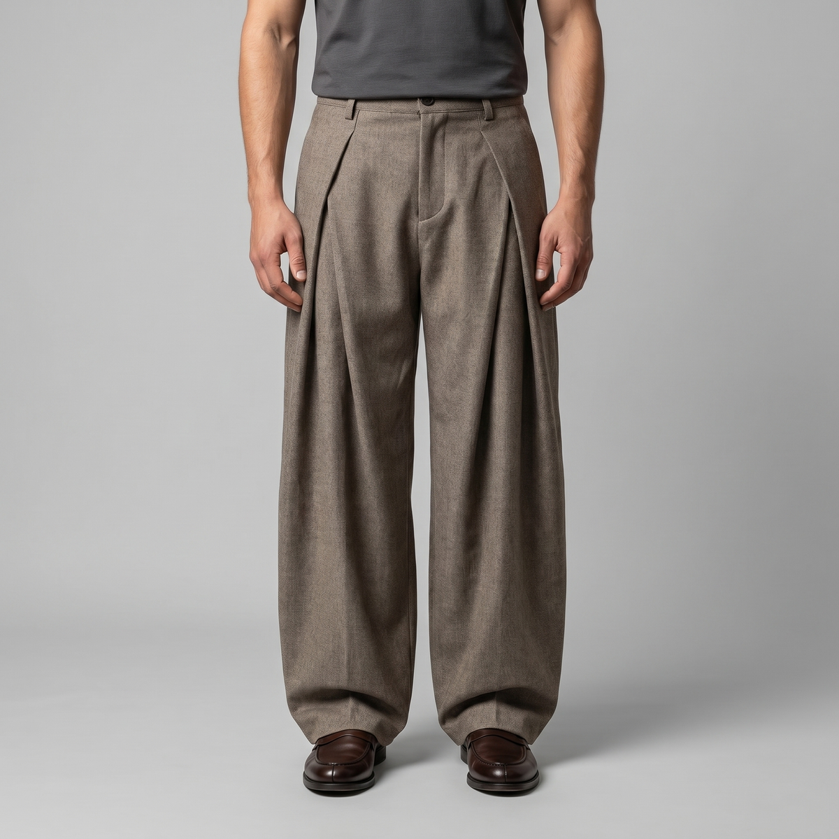Pantaloni Uomo Sartoriali Gamba Ampia con Pince