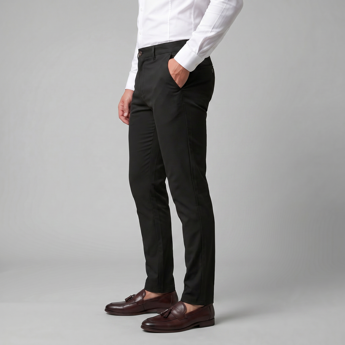 Pantaloni Chino Uomo Gamba Dritta in Misto Cotone
