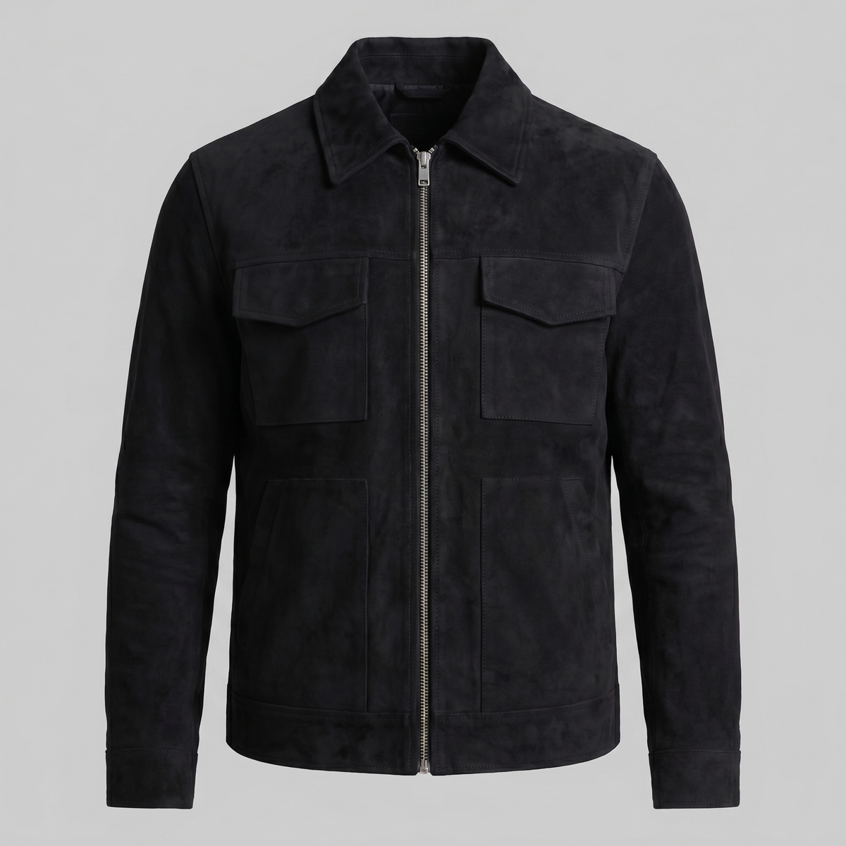 Giacca Uomo Scamosciata con Collo Zip Autunnale