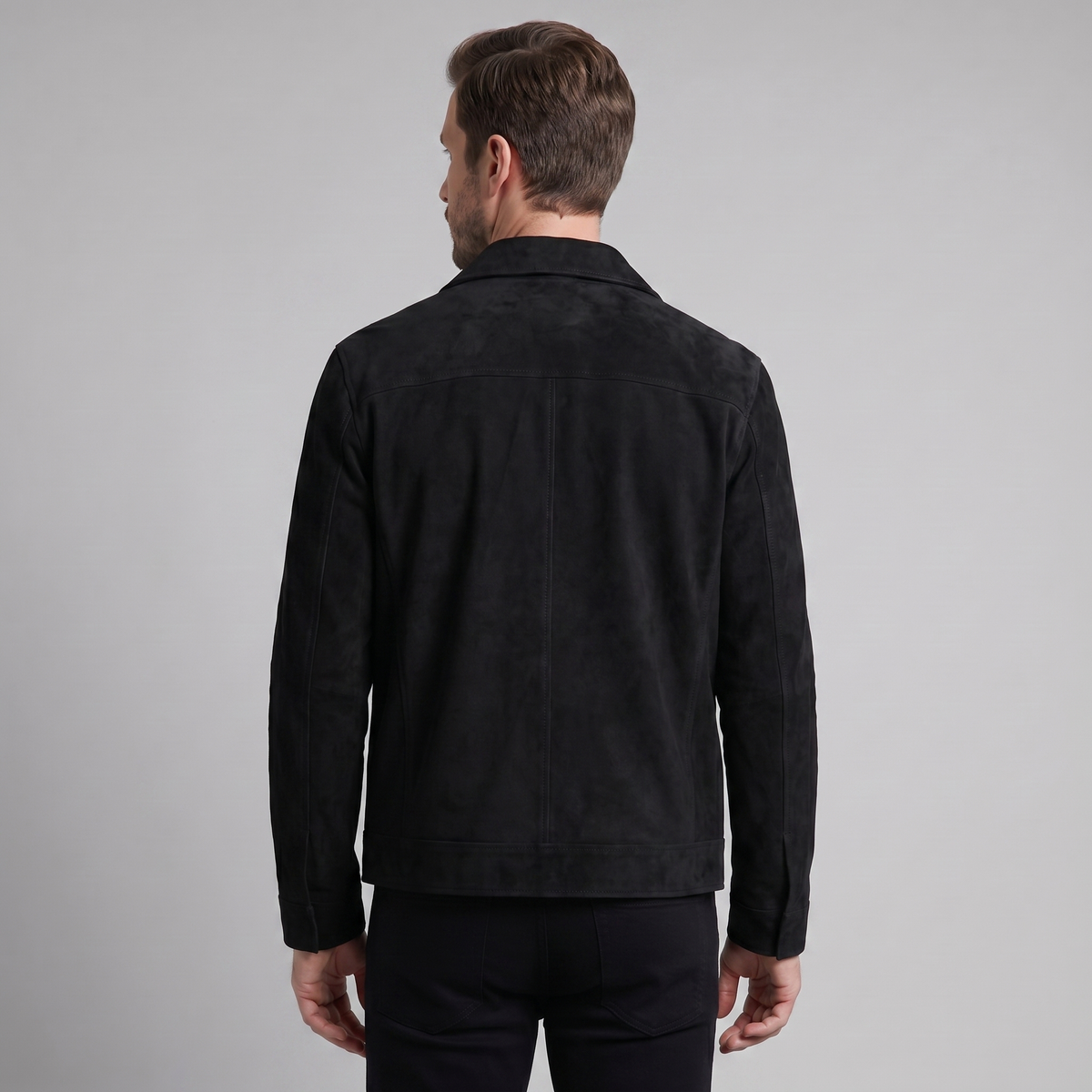 Giacca Uomo Scamosciata con Collo Zip Autunnale