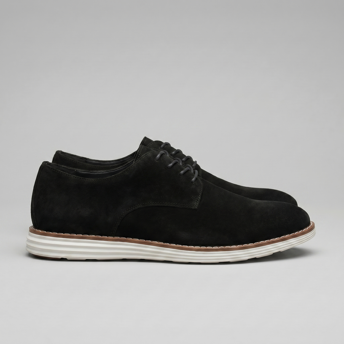 Scarpe Derby Uomo Effetto Camoscio Stringate Cammello