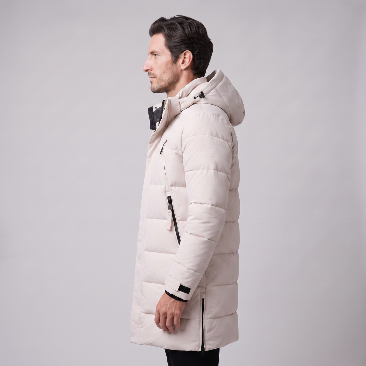 Parka Uomo Imbottito Antivento con Cappuccio