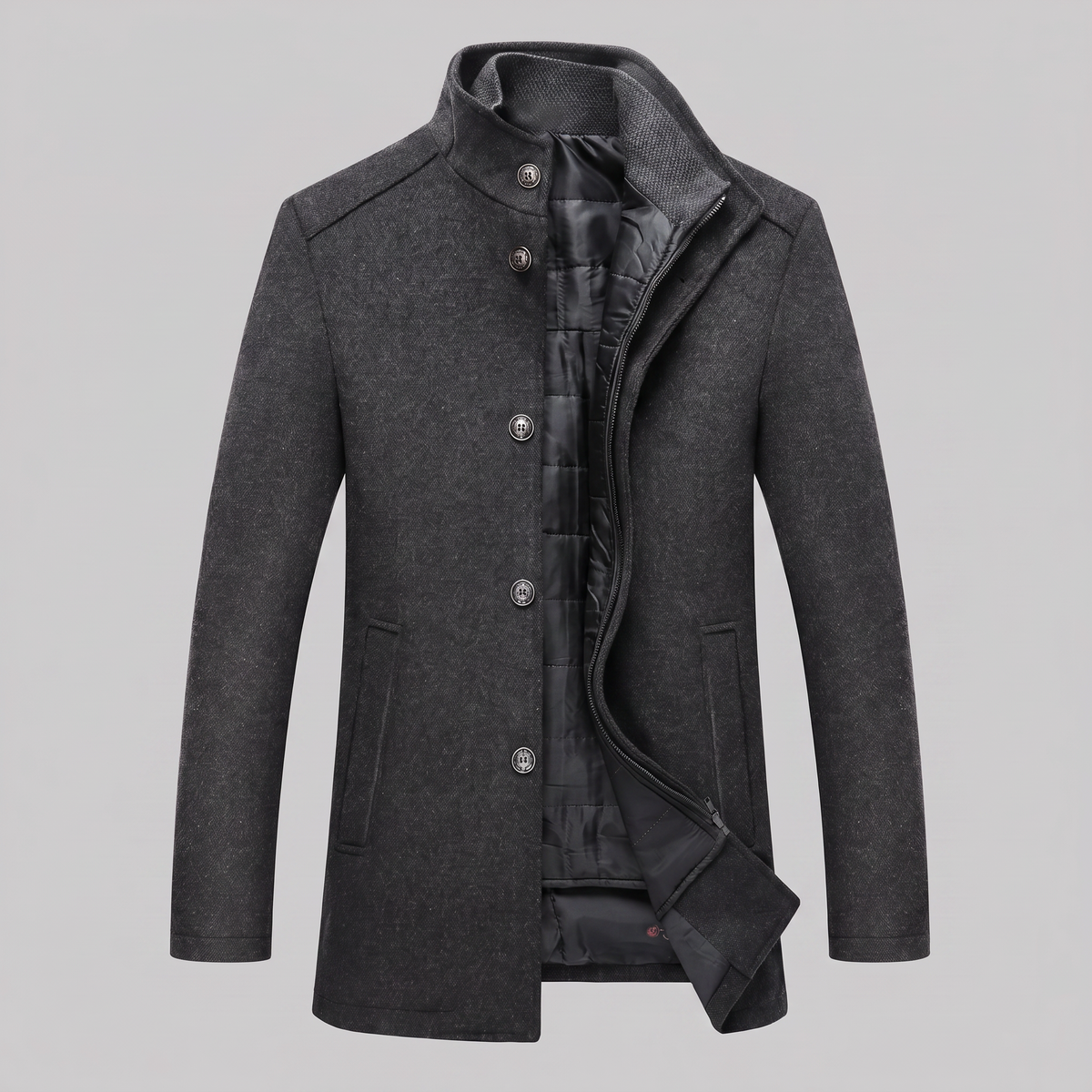 Cappotto Uomo Effetto Lana con Gilet Trapuntato Interno