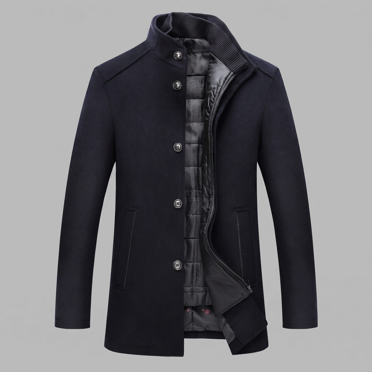 Cappotto Uomo Effetto Lana con Gilet Trapuntato Interno