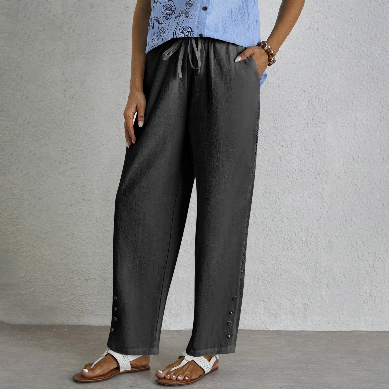 Shania - Pantaloni Relaxed con Bottoni