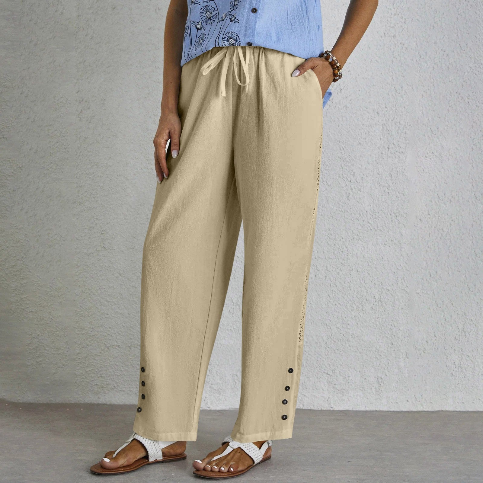 Shania - Pantaloni Relaxed con Bottoni