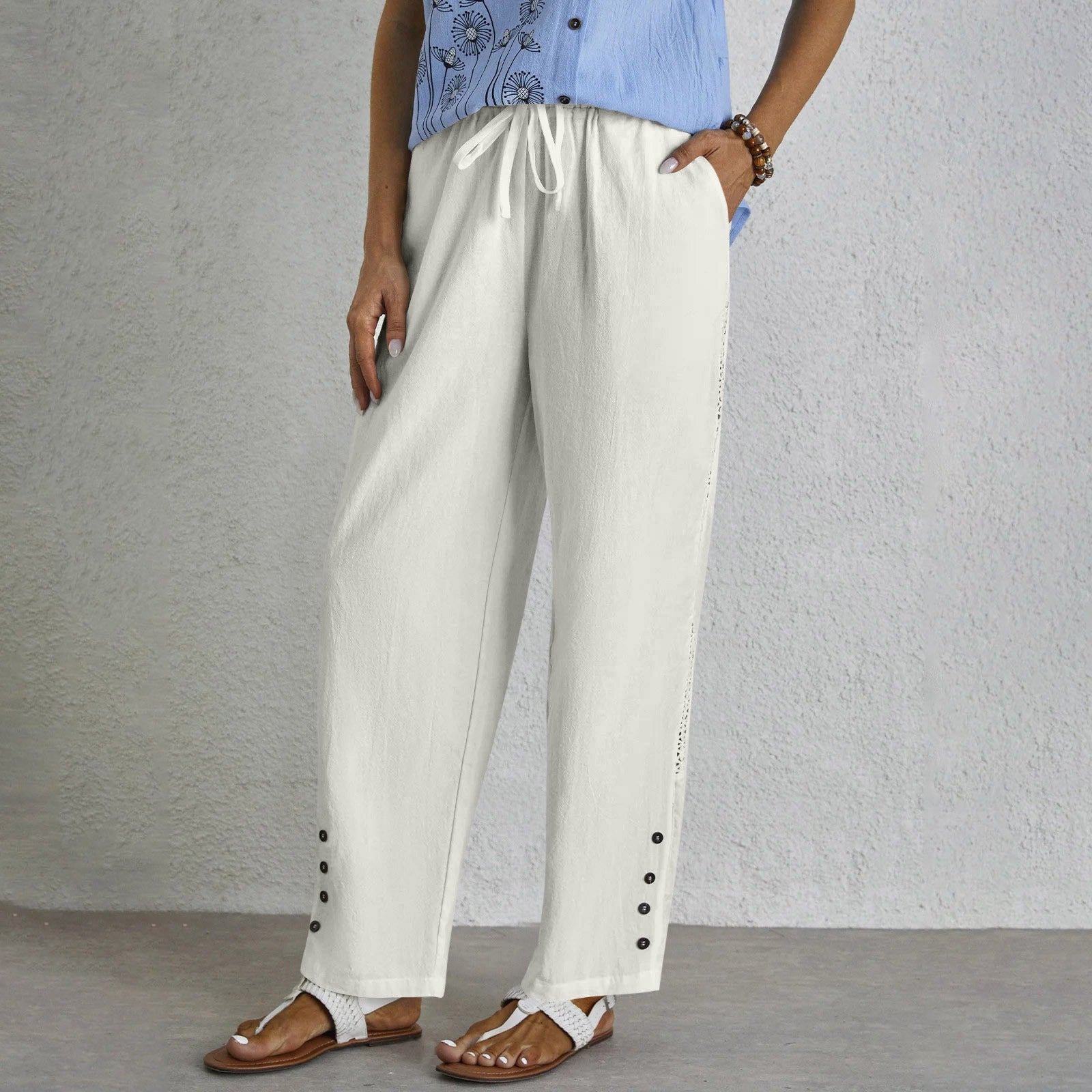 Shania - Pantaloni Relaxed con Bottoni