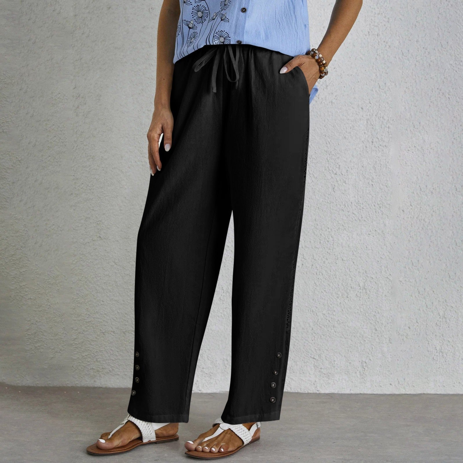 Shania - Pantaloni Relaxed con Bottoni