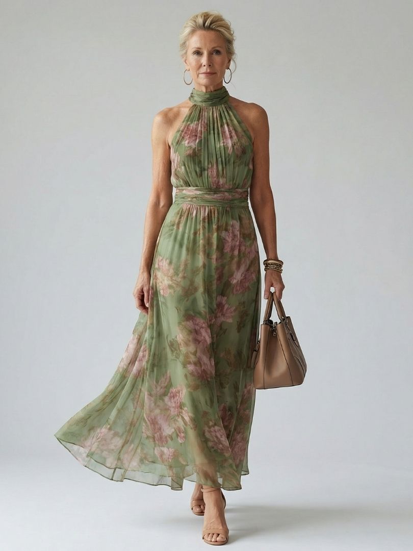 Relle | Abito Midi con Scollo All'Americana Arricciato
